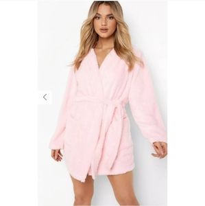 Pink fuzzy furry comfortable robe